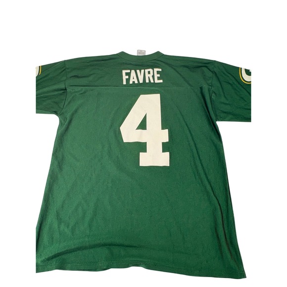 NFL Green Bay Packers Mens Large Jersey Green Brett Favre 4 Football V-Neck - Picture 5 of 6